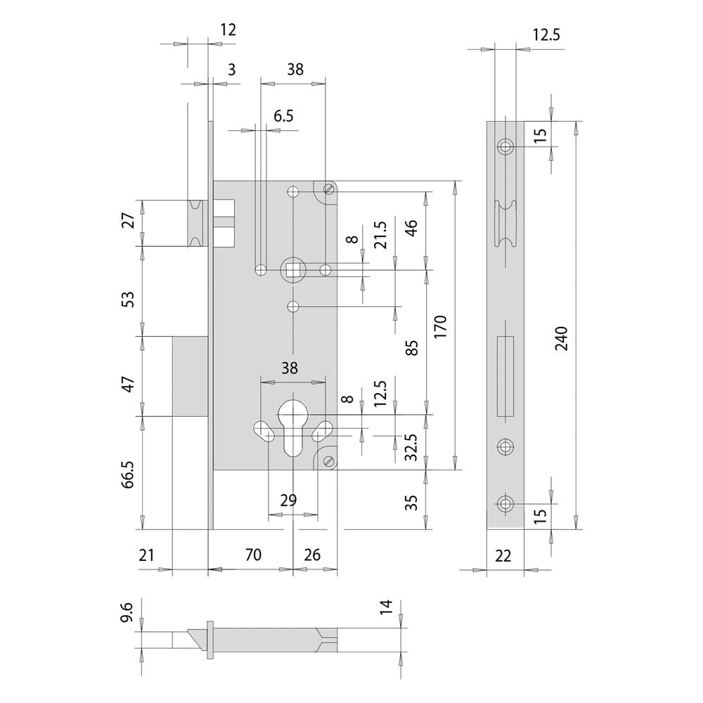 SERRATURA DA INFILARE PER LEGNO ART. 5C631 E 70  - CISA