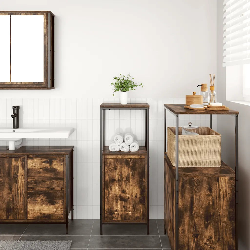vidaXL Mobile da Bagno con Ripiani Rovere Fumo 36x35x95 cm