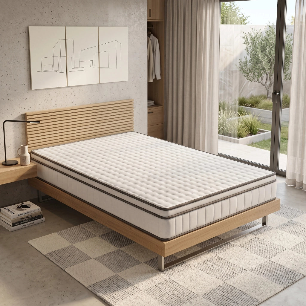 Materasso singolo 90x200 cm 25 cm a molle insacchettate 7 zone H2 memory foam 3D Oeko-Tex ortopedico - bianco