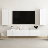 Set Mobili Porta TV 5 pz Bianco in Legno Multistrato