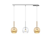 Lampadario Contemporaneo Future Metallo Cromo Vetro Trasp-Ambra 3 Luci E27