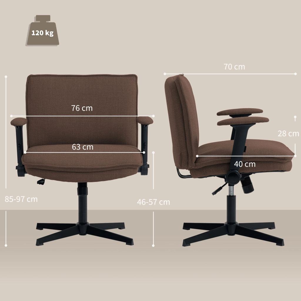 Sedia da Ufficio con Braccioli e Schienale ¨C Zephmum ¨C Marrone 45x45x80 cm