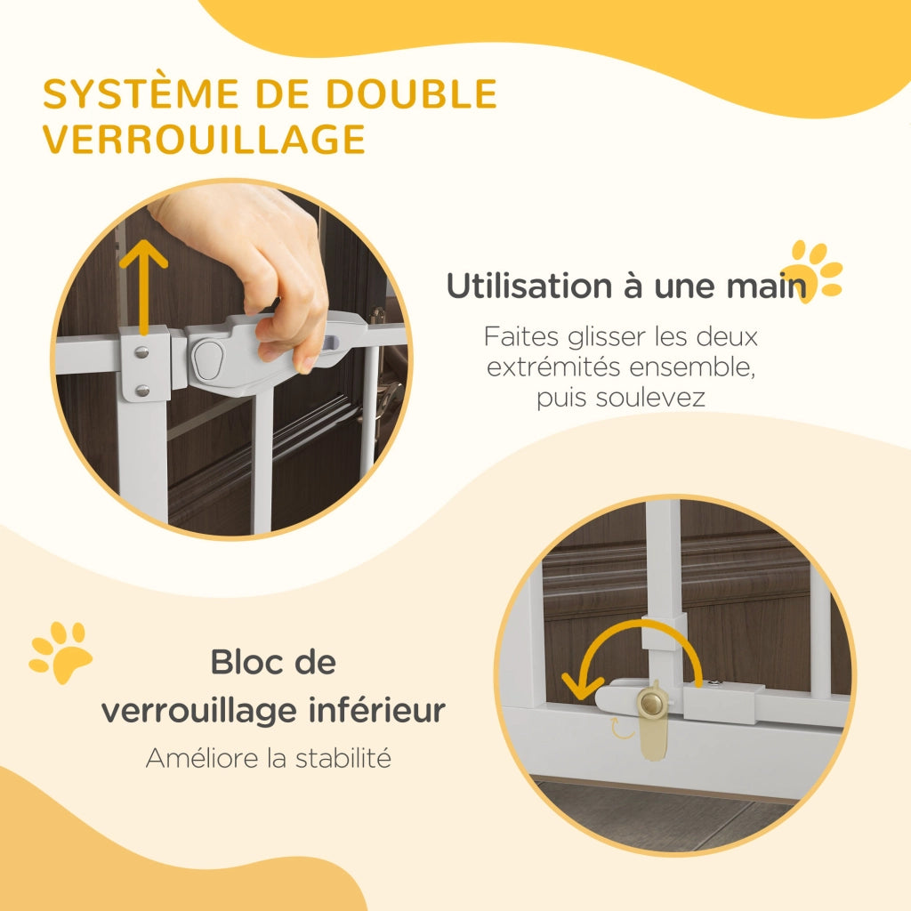 Barriera di sicurezza per animali 104H cm con porta e chiusura automatica ¨C zephmum ¨C doppio blocco, senza foratura