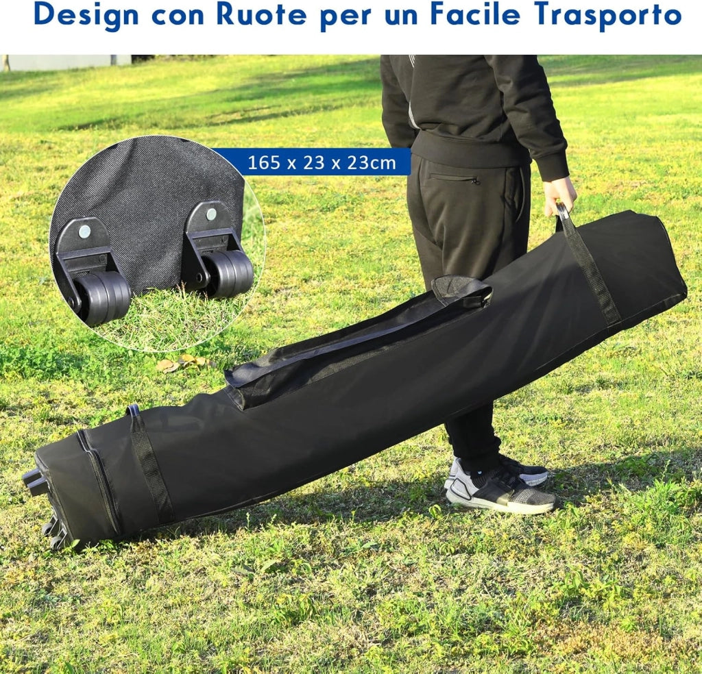Gazebo Pieghevole da Giardino 3 x 3 m, Gazebo da Esterno con Design Pop Up, Borsa a Ruote, 3 Altezza Regolabile, Ideale per Feste, Giardino e Spiaggia(Blu)