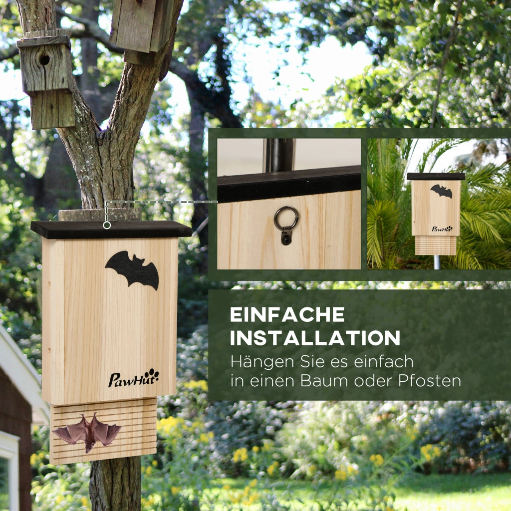 Casetta per pipistrelli 3 pezzi ¨C zephmum ¨C legno di abete trattato, naturale e nero