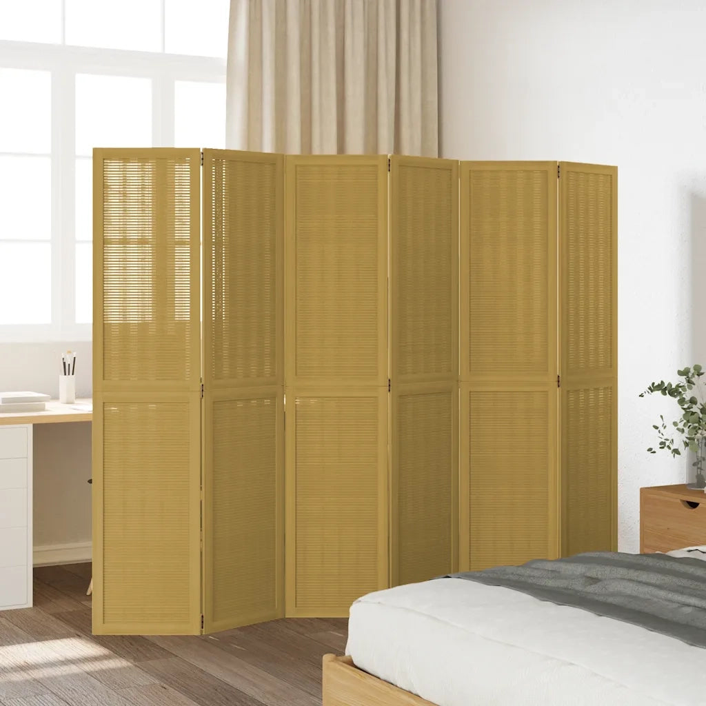 Divisorio Ambienti 6 Pannelli Marrone Legno Massello Paulowniacod mxl 92056
