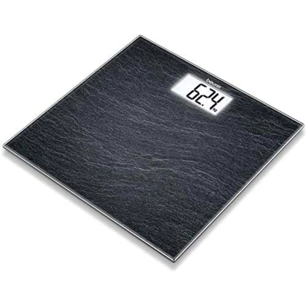 Beurer GS 203 Slate Bilancia in Vetro, Effetto Ardesia, Design Sottile, lcd