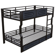 Letto a castello 140×200 cm con LED; scala e sponde di sicurezza; senza materasso; metallo; nero