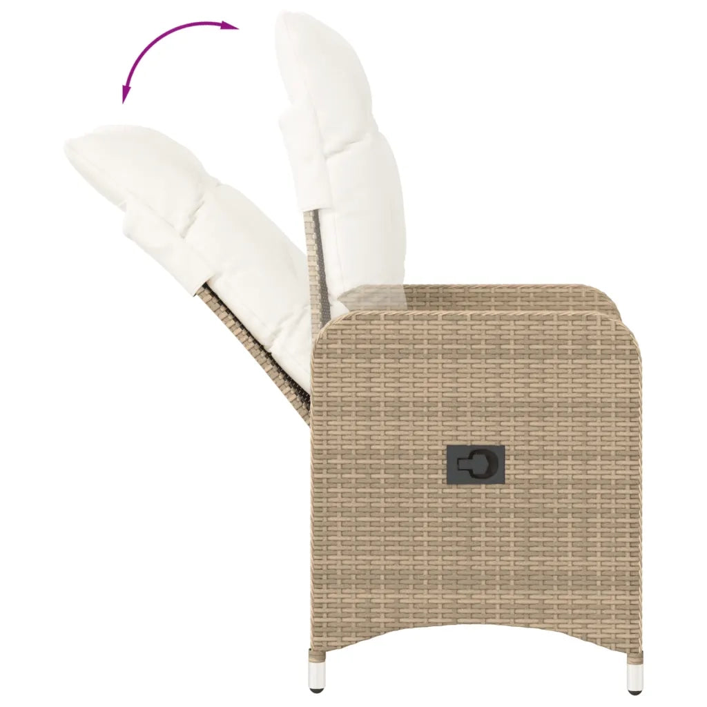 Sedie Reclinabili da Giardino 2 pz | Sedie da Esterno con Cuscini Beige Polyrattan