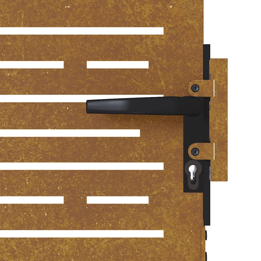 Cancello da giardino 85x200 cm in acciaio Corten design quadrato 153249