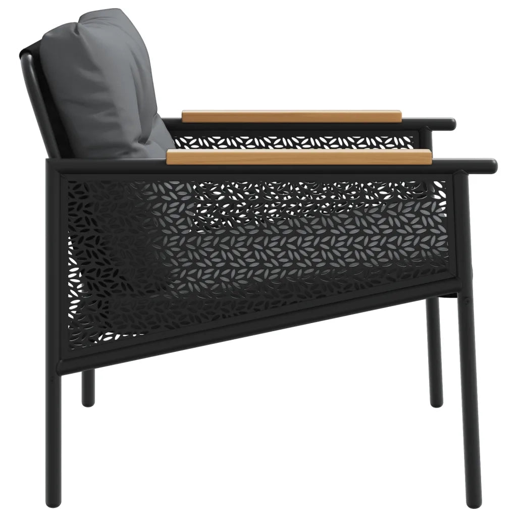 Set Mobili da Balcone 4 pz con Cuscini Nero in Acciaio 4009302