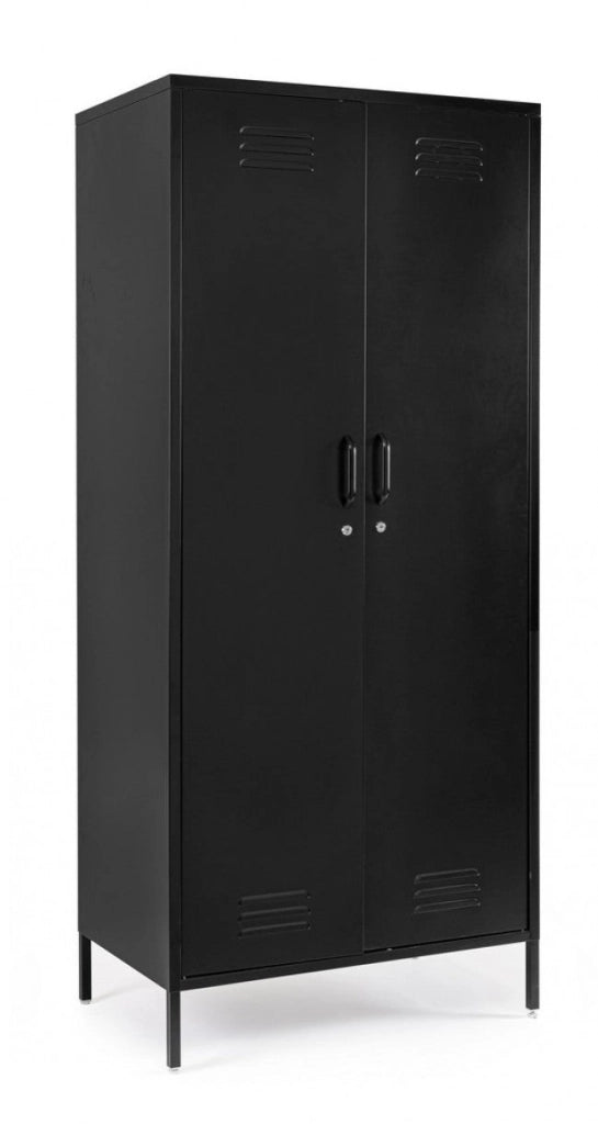 Armadio 2 Ante 50x80x185 cm Cambridge in Acciaio Nero