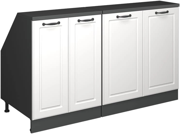 Set di mobili sottotetto Rion, Bianco casa di campagna, 140 cm Set di 2 carcasse armadio profondità 60 cm, adatto per il salvaspazio sotto tetti spioventi