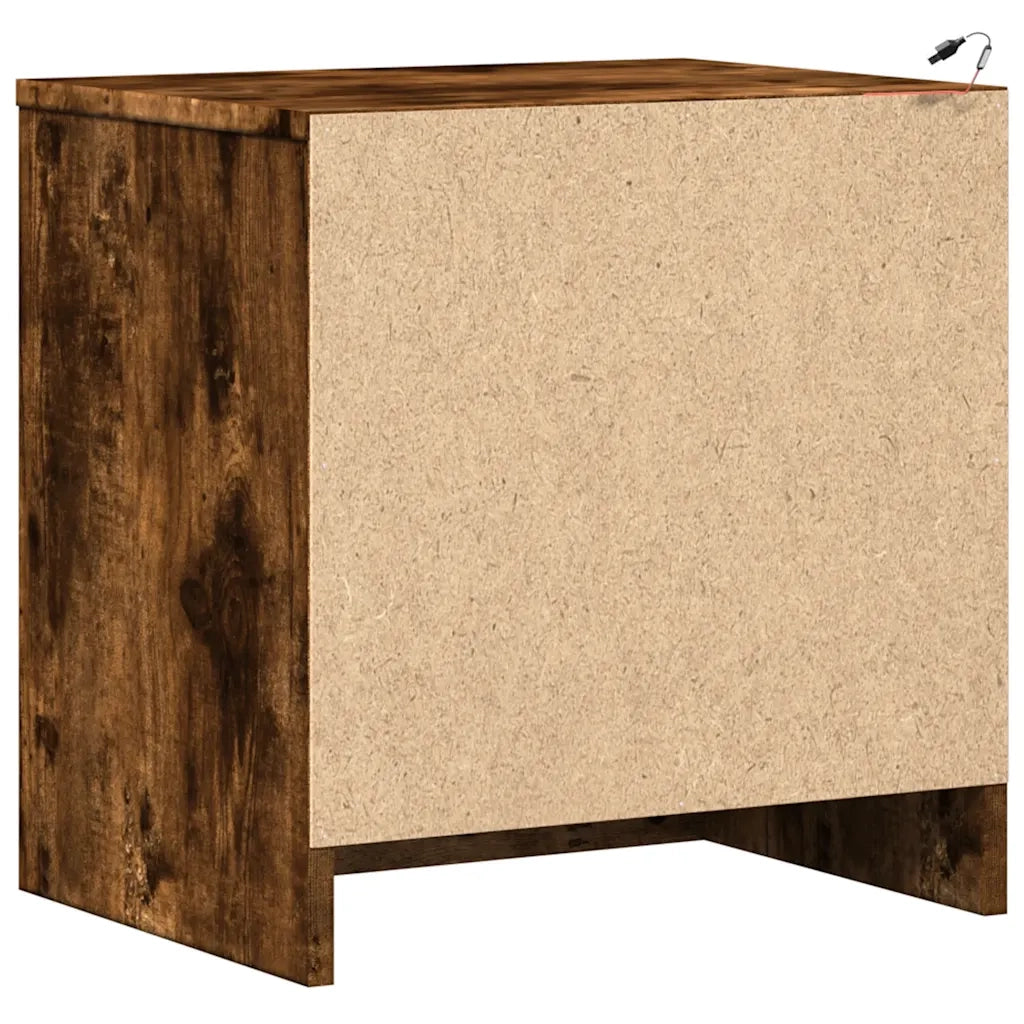 Comodini con Luci LED 2pz Rovere Fumo in Legno Multistrato