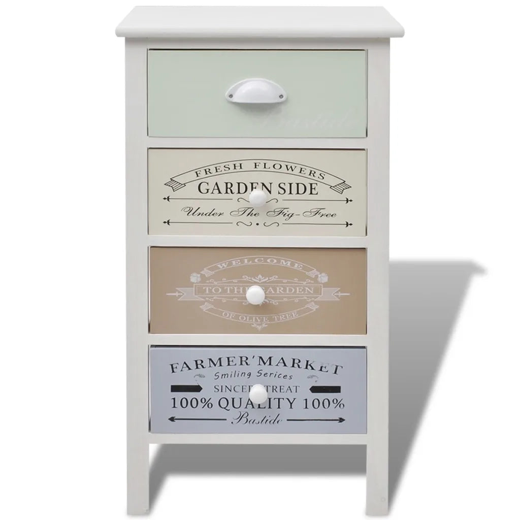 Mobile contenitore in stile francese 38 x 28 x 72 cm con 4 cassetti in legno sbiancato 02_0046274