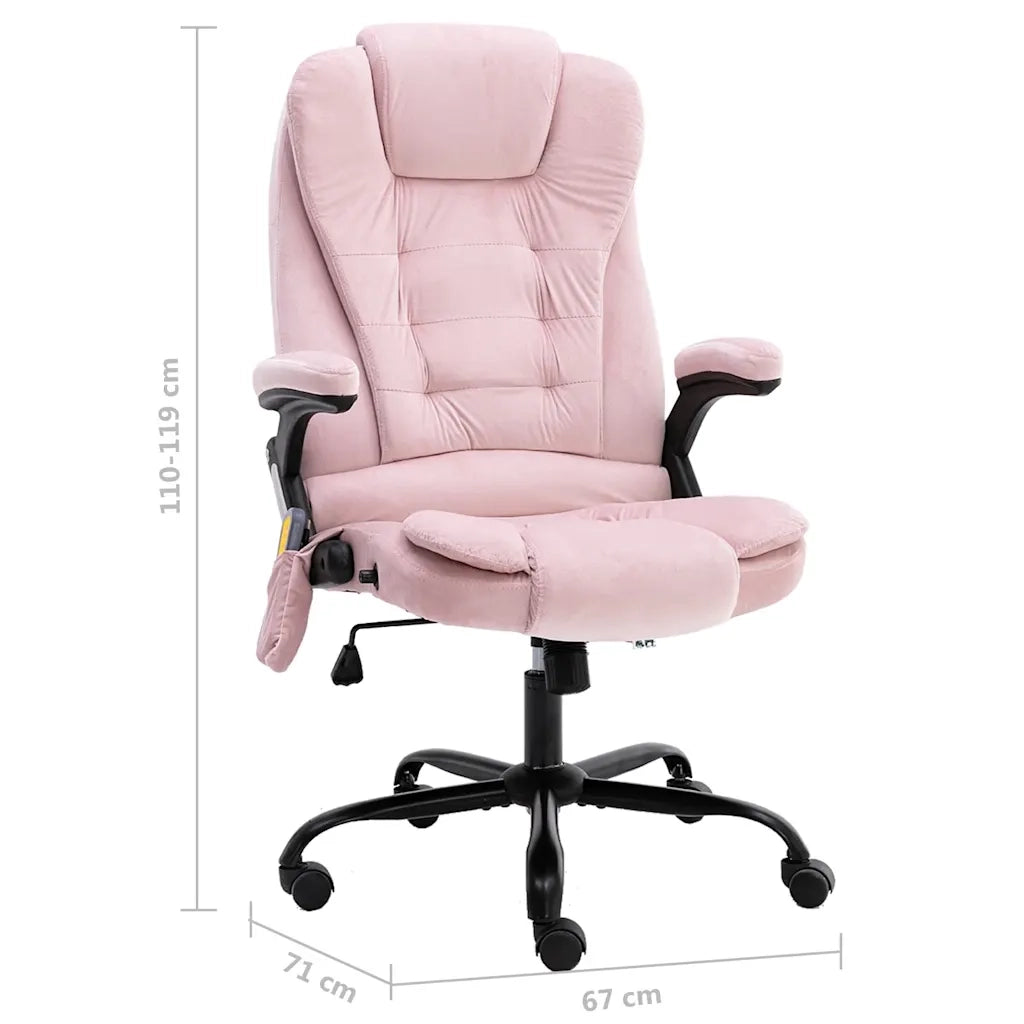 Sedia da Ufficio | Sedia da Gaming Massaggiante Rosa in Velluto