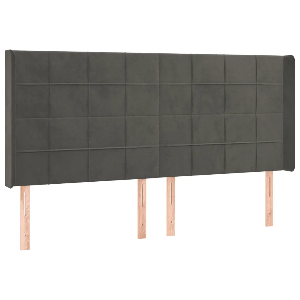 Testiera a LED Grigio Scuro 163x16x118/128cm in Velluto cod mxl 46396