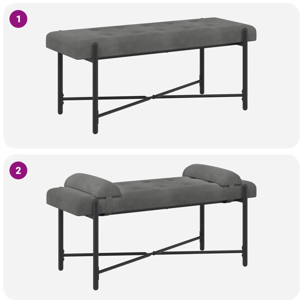 Panchina con bottoni e cuscini Grigio Scuro 110 x 40 x 46 cm 42038386
