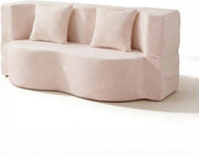 Divano Letto Pieghevole 2 in 1, Divanetto Convertibile Salvaspazio con 2 Cuscini, Tessuto in Peluche Teddy e Spugna ad Alta Densità, Poltrona Letto per Soggiorno, Camera da Letto (Bianco)