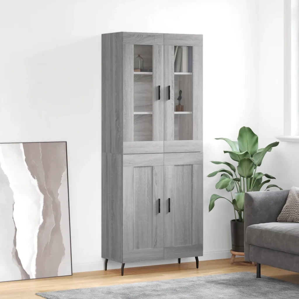 Credenza Grigio Sonoma 69,5x34x180 cm in Legno Multistrato 3198359