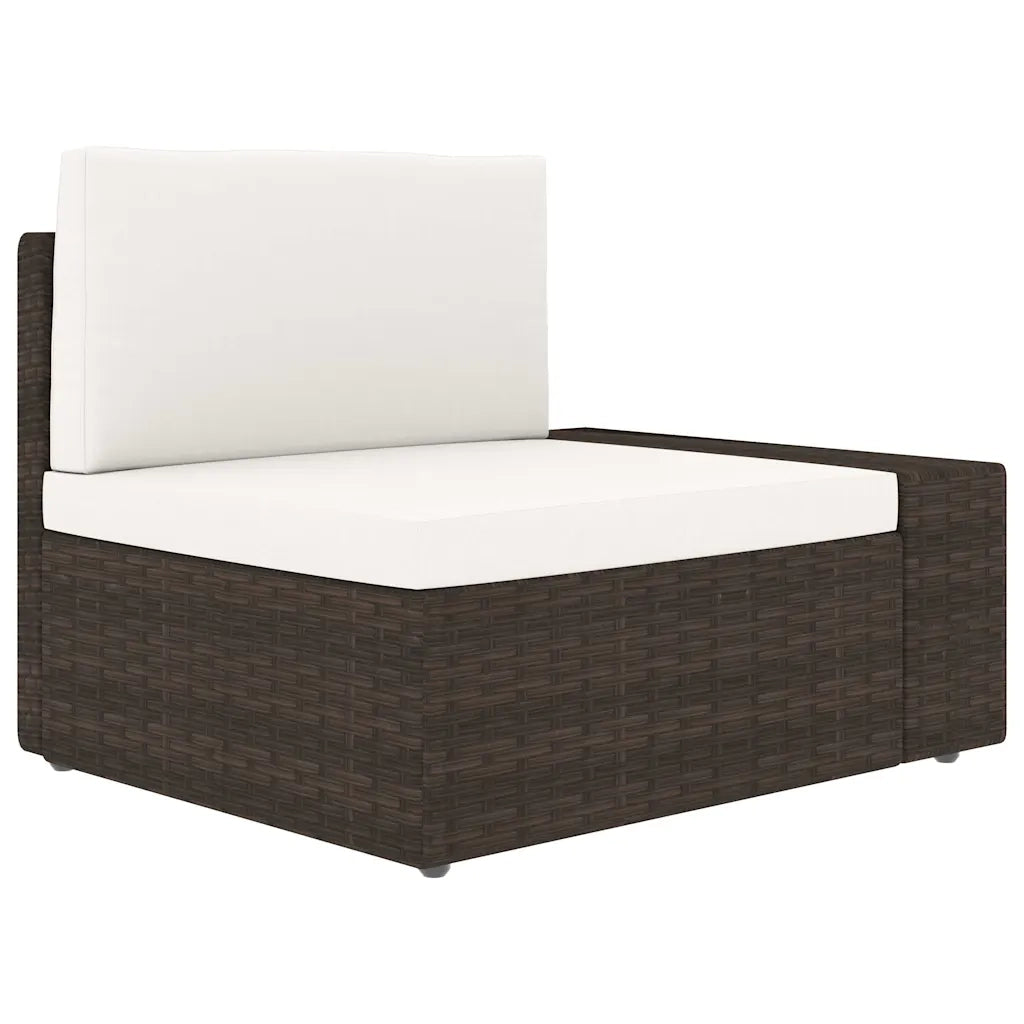 Divano componibile-Divano Modulare a 3 Posti in Polyrattan Marrone