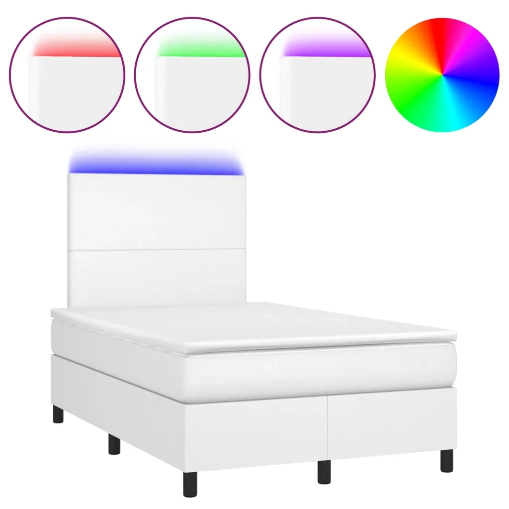 Giroletto Molle con Materasso e LED Bianco 120x190cm Similpelle 3270282
