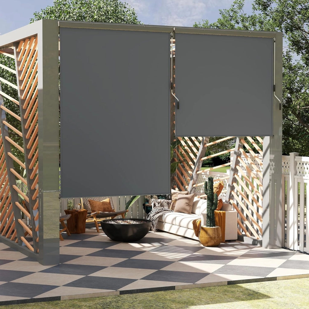 Tenda a rullo verticale per esterni, 160 x 250 cm, resistente alle intemperie, protezione solare con manovella, per balcone, balcone, protezione da sguardi indiscreti, per terrazza e giardino