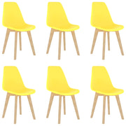 Sedie da Pranzo 6 pz Gialle in Plastica