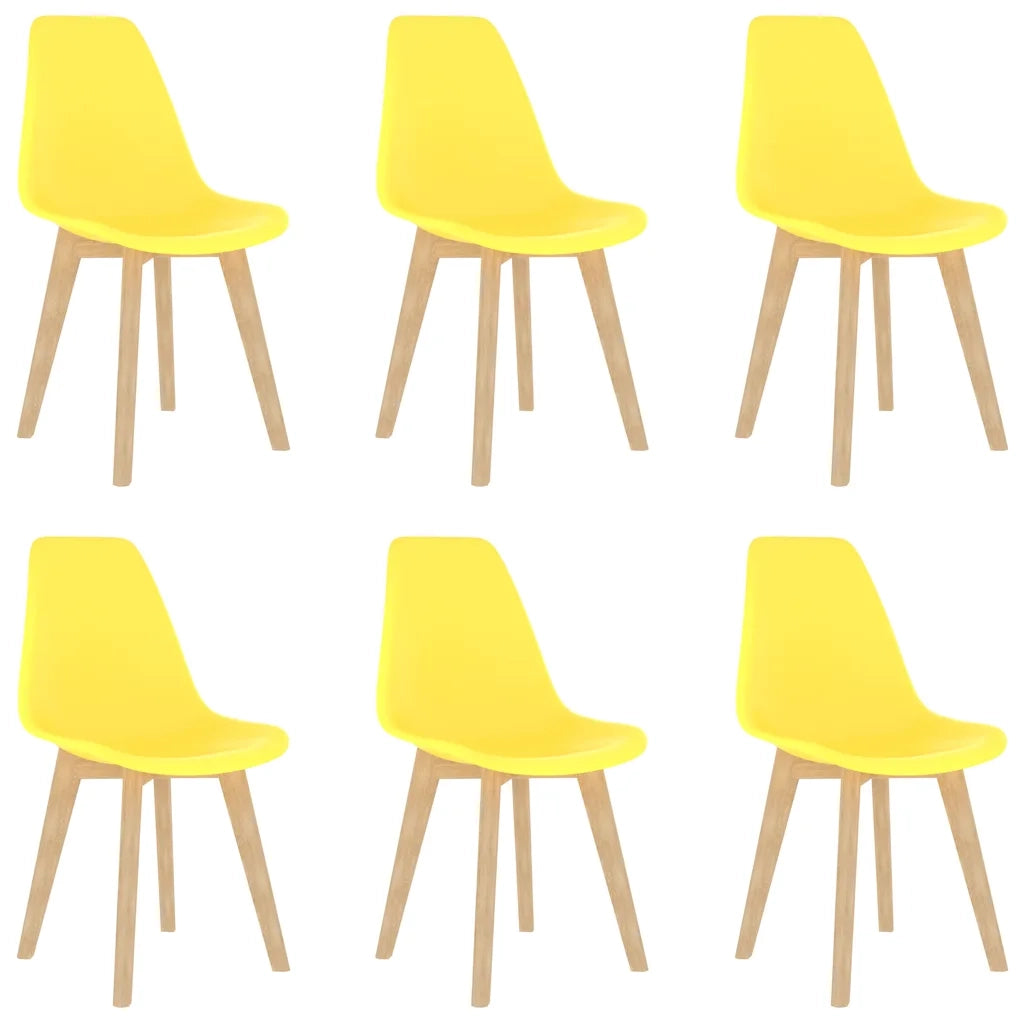 Sedie da Pranzo 6 pz Gialle in Plastica
