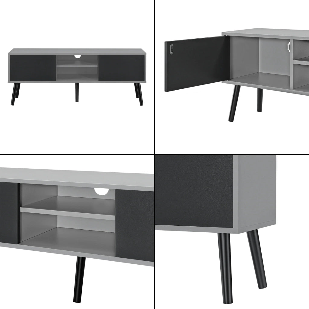 Mobile porta TV di design con supporto TV da 120 cm pannello truciolare rivestito in melaminico nero e grigio chiaro 03_0005866