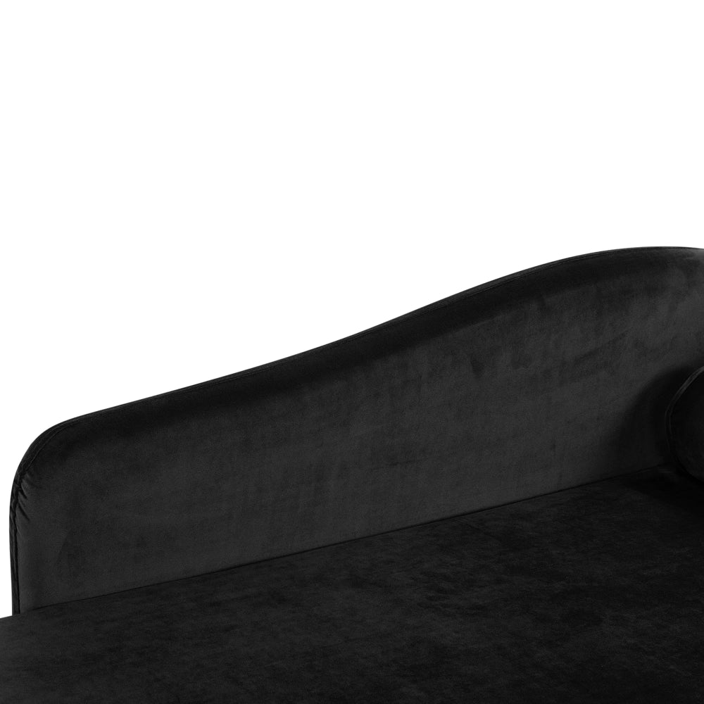 Chaise longue Rivestimento in velluto Nero con contenitore a versione destra con cuscino
