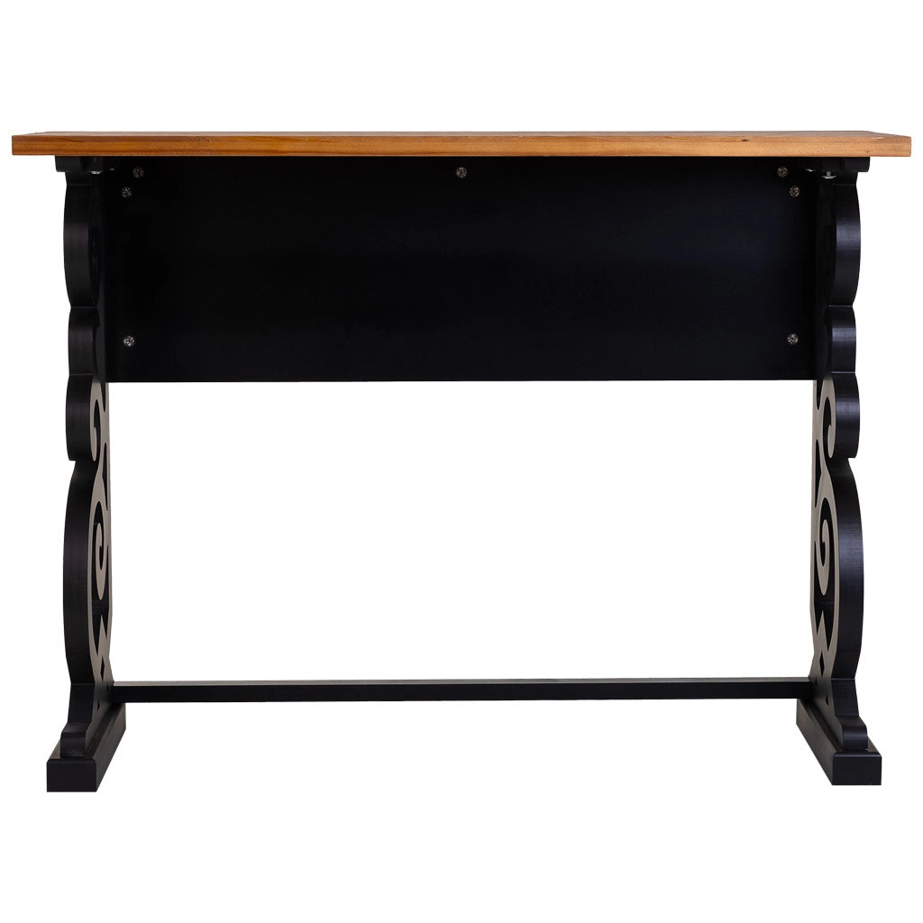 Mobile da ingresso in legno laccato nero invecchiato 106x36x79h cm