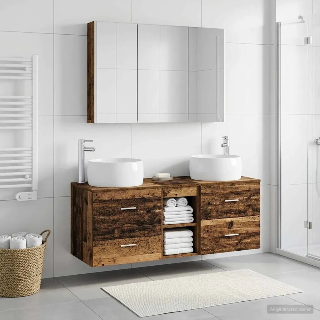 Set di mobili per il bagno 4 pcs Legno antico 3407029