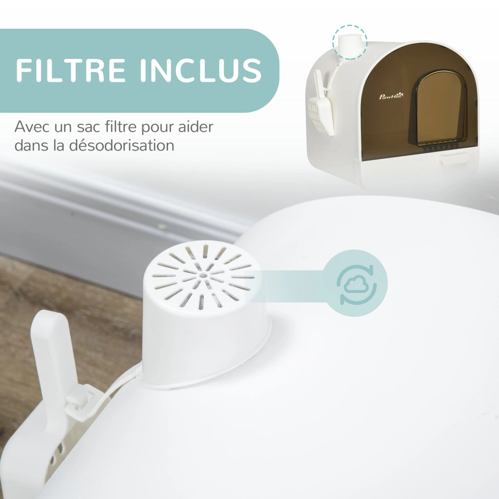 Casetta per Gatti con Porta Battente ¨C zephmum ¨C Bianco 43x44x47 cm