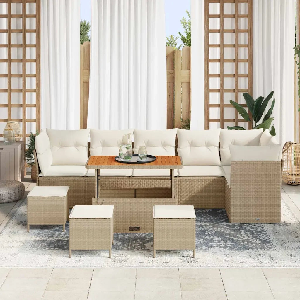 Set Divano da Giardino con cuscino 10 pcs beige e panna 3363461