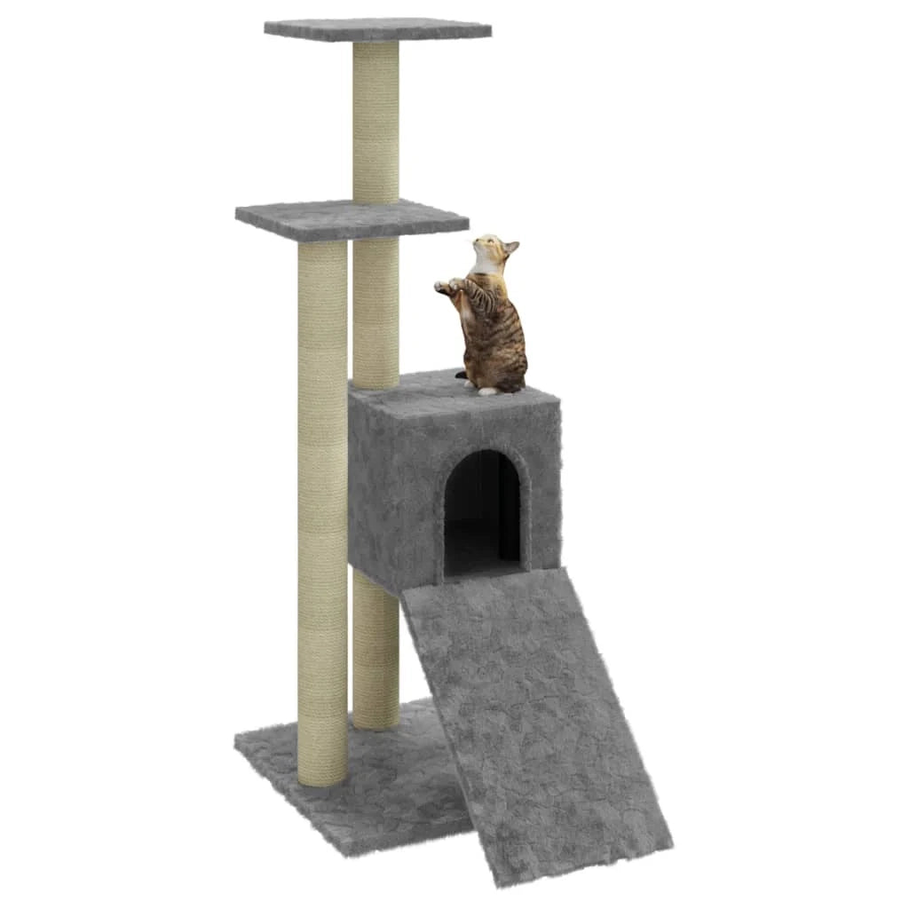 Tiragraffi per gatti torre per arrampicata giocattolo piattaforma per arrampicata con tiragraffi in sisal leggero 92 cm grigio 02_0022627