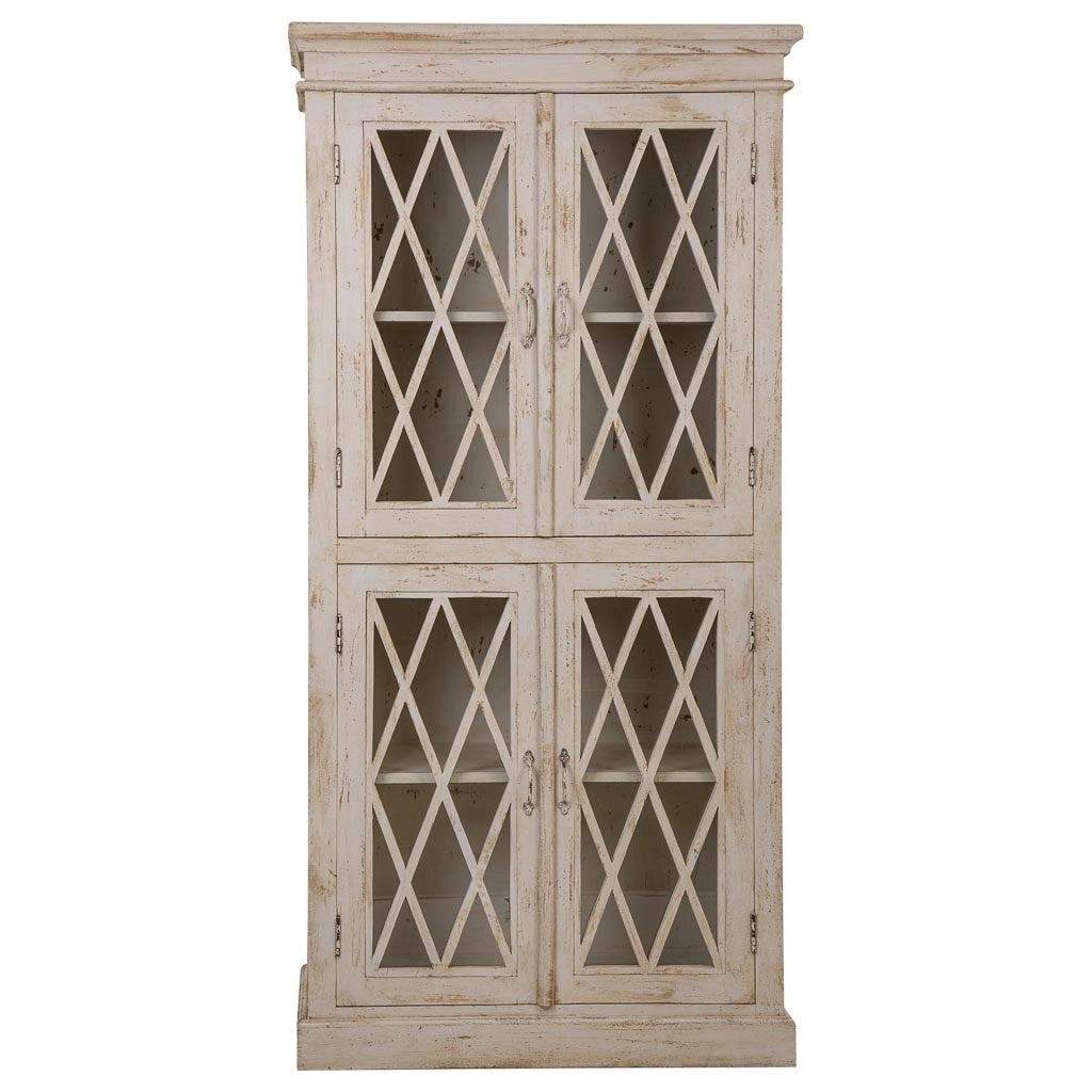 Vetrina in legno e vetro beige fatta a mano 90x40x183