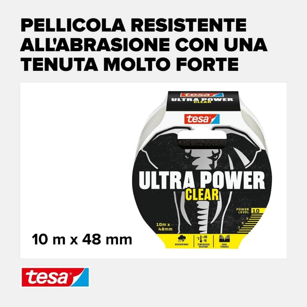 Tesa nastro di riparazione trasparente ultra power clear 10m x 48mm