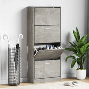 Scarpiera Grigio Cemento 63x24x147 cm in Legno Multistrato 342545