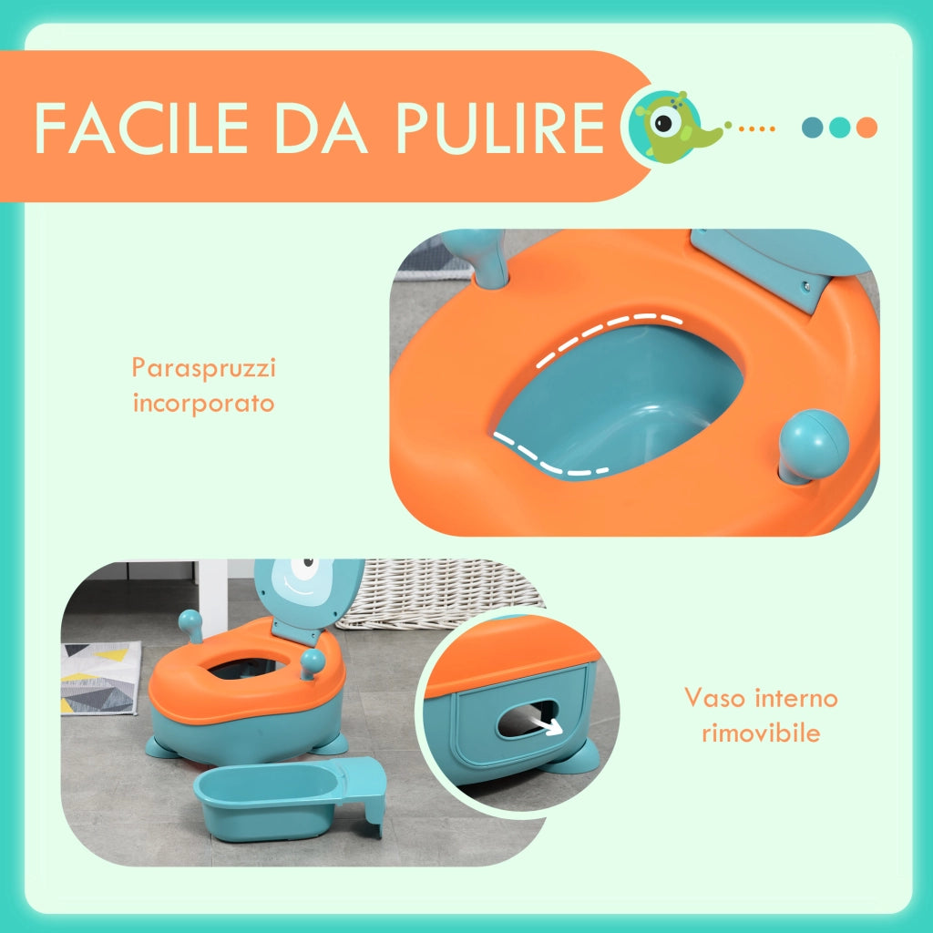 Vasino Ergonomico per Bambini 6+ Mesi con Schienale e Vaschetta Rimovibile Blu Arancione