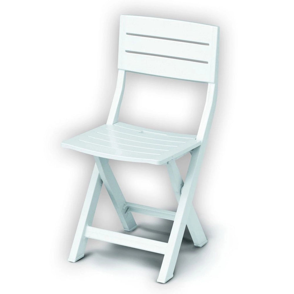 Trade Shop - Set 4 Pz Sedia Sedie Da Giardino Patio Da Esterno Pieghevole Bianco Resina 002235 -