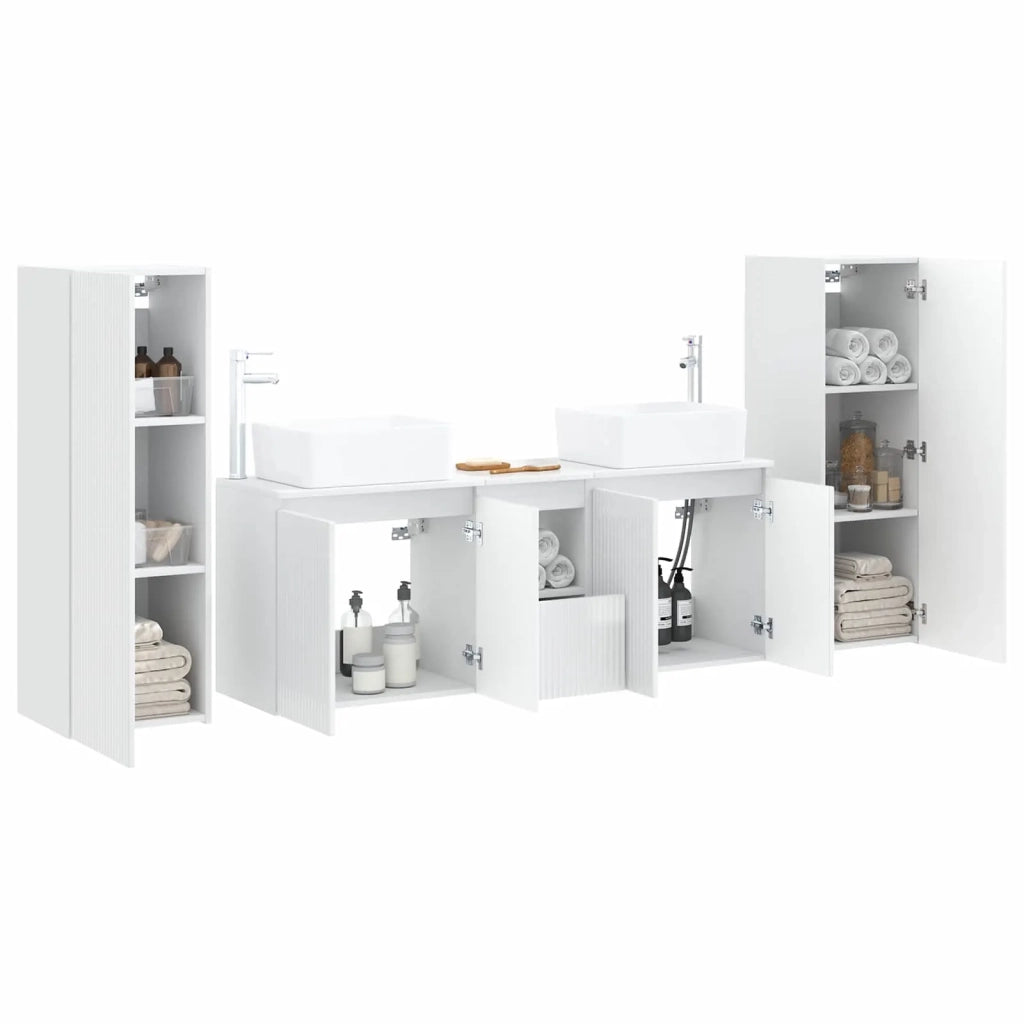 Set di mobili per il bagno 5 pz Bianco Lucido 3405997