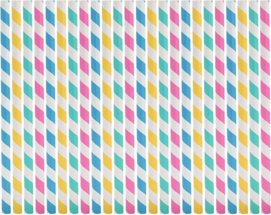 Puntoni di paglia in carta biodegradabili per festa bambini compleanno matrimonio battesimo - grande formato colorato a strisce - 50 pezzi