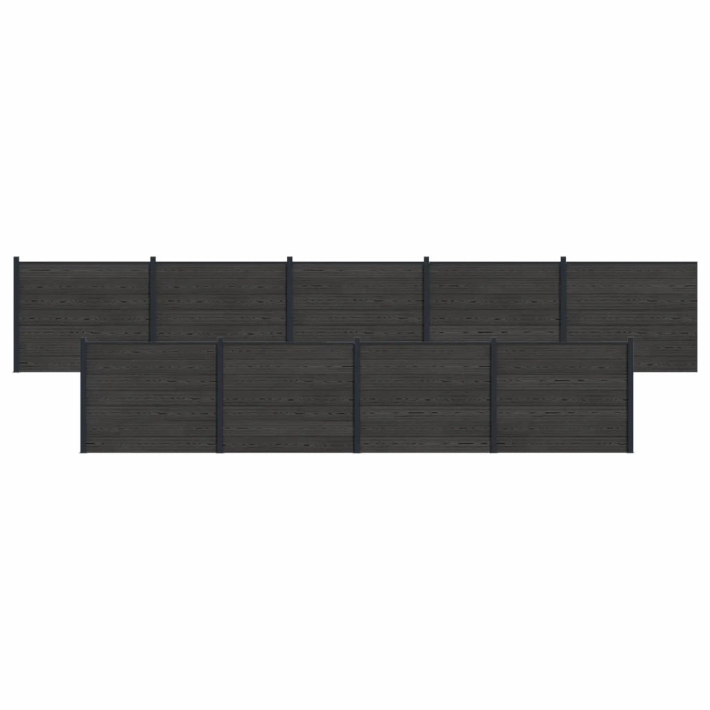 Pannello di Recinzione 9 pcs WPC e Alluminio Nero