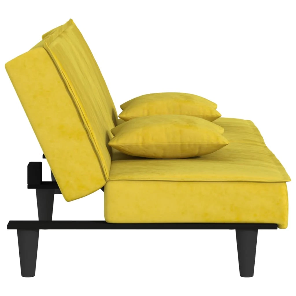 Divano letto 200 x 89 x 70 cm velluto giallo 02_0021005