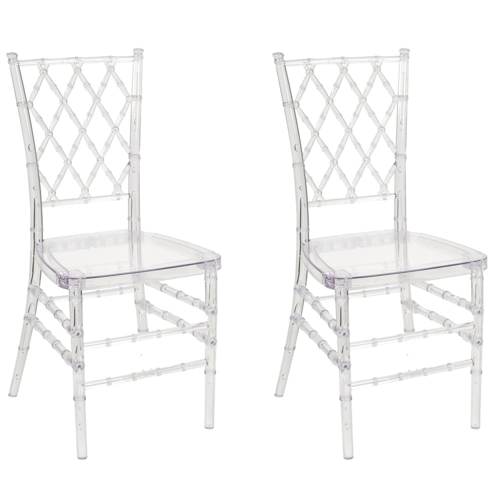 Set di 2 Sedie da Pranzo Sintetiche Trasparenti Schienale Senza Braccioli Design Moderno Vintage
