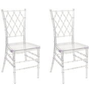 Set di 2 Sedie da Pranzo Sintetiche Trasparenti Schienale Senza Braccioli Design Moderno Vintage