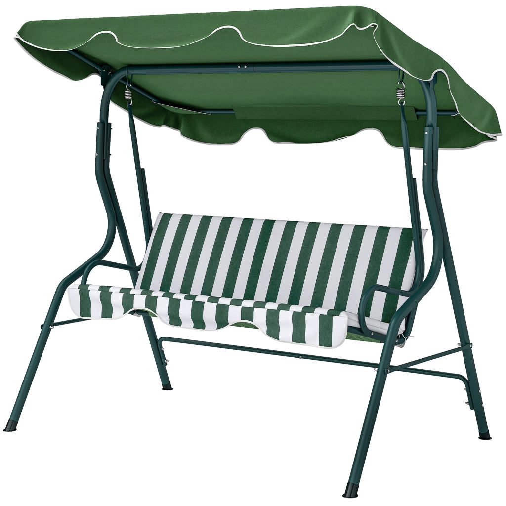 Sedia a dondolo da giardino con ombrellone ¨C zephmum ¨C verde 170x110x153 cm