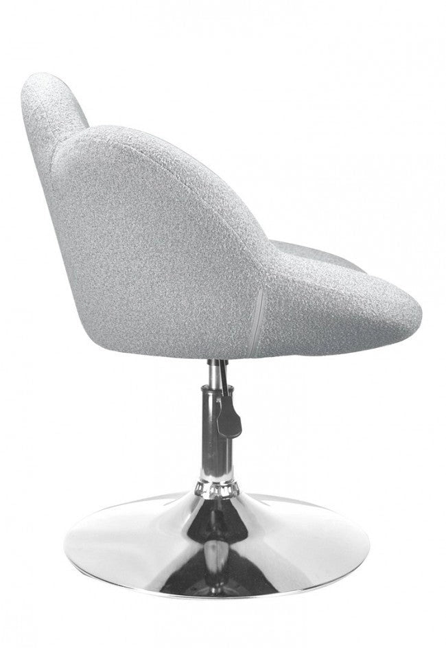 Set 2 Poltroncine da Soggiorno 69x55x69/81 cm in Schiuma Poliuretanica Fleur Cromo-Grigio Chiaro