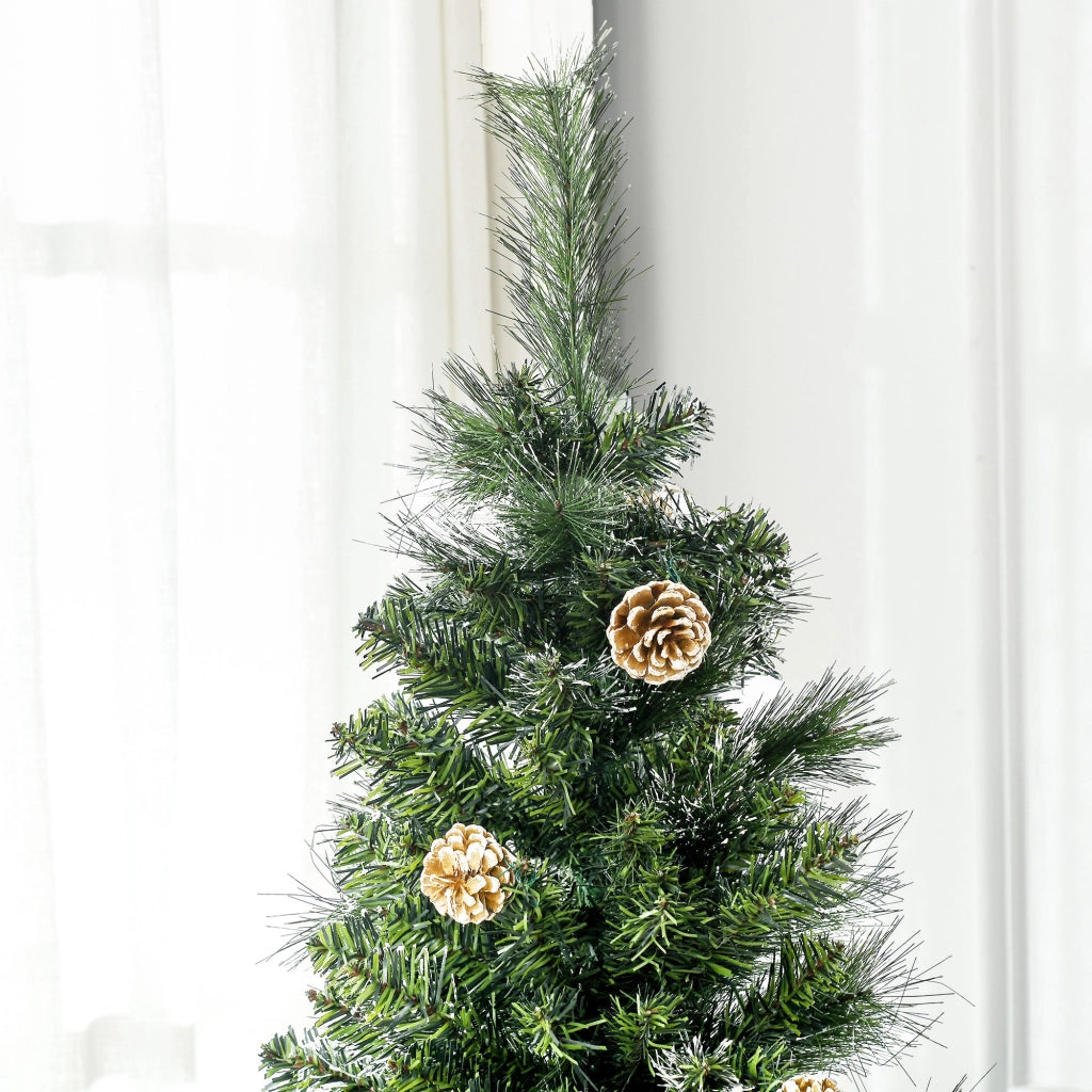 Albero di Natale Artificiale ¨C zephmum ¨C Verde 180cm con Pigne e Base in Metallo